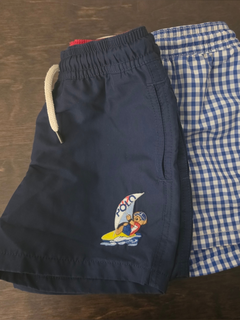 Polo by Ralph Lauren Navy & Blue Gingham Kids Swim Shorts Set